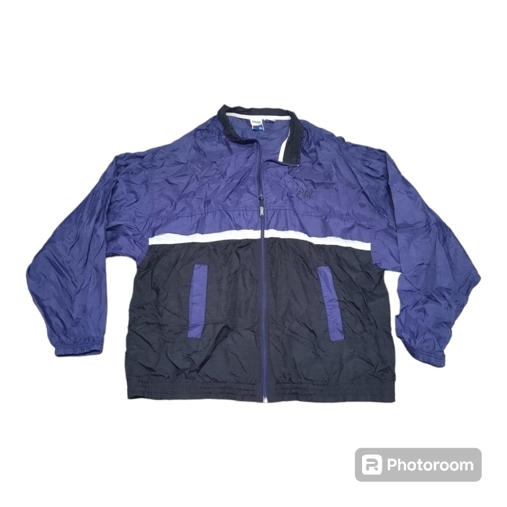 Vintage BIKE Windbreaker Jacket Full Zip Purple Black Mens XL